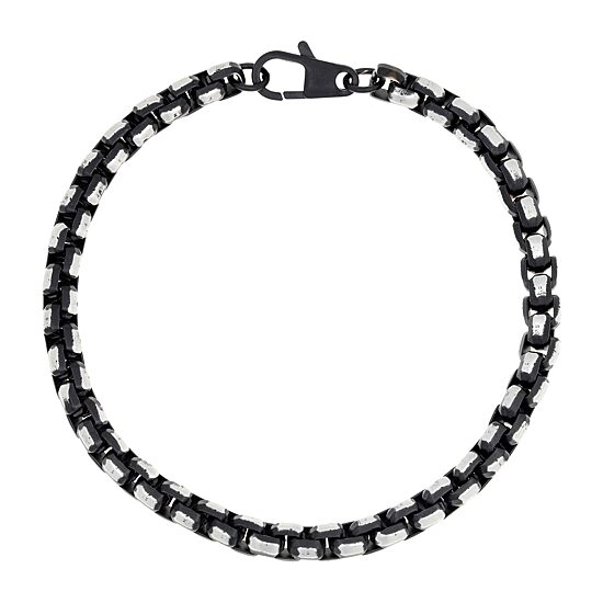 Mens Stainless Steel 8 1/2 Inch Solid Box Chain Bracelet