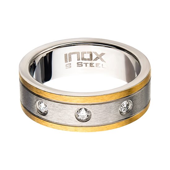 Inox Mens Jewelry Mens 8MM 1/10 CT. T.W. Natural White Diamond Stainless Steel Hypoallergenic Wedding Band