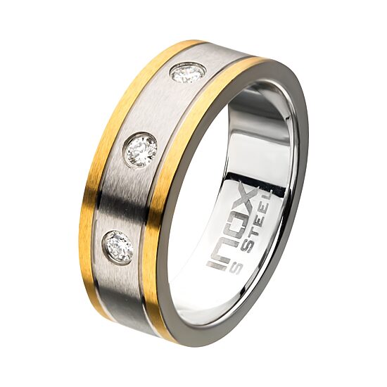 Inox Mens Jewelry Mens 8MM 1/10 CT. T.W. Natural White Diamond Stainless Steel Hypoallergenic Wedding Band
