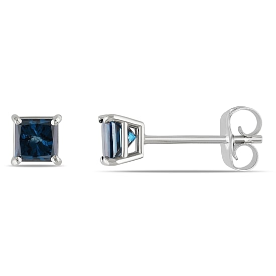1/2 CT. T.W. Natural Blue Diamond 14K Gold 4mm Stud Earrings