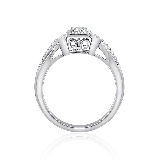 DiamonArt® Womens 3/8 CT. T.W. White Cubic Zirconia Sterling Silver Promise Ring