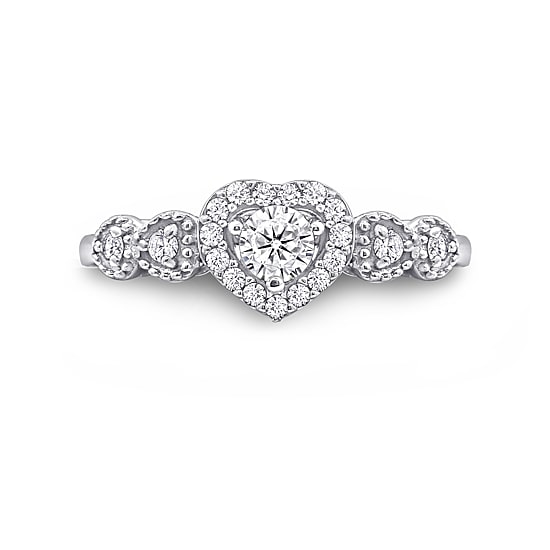 DiamonArt® Womens 1 1/2 CT. T.W. White Cubic Zirconia Sterling Silver Heart Promise Ring