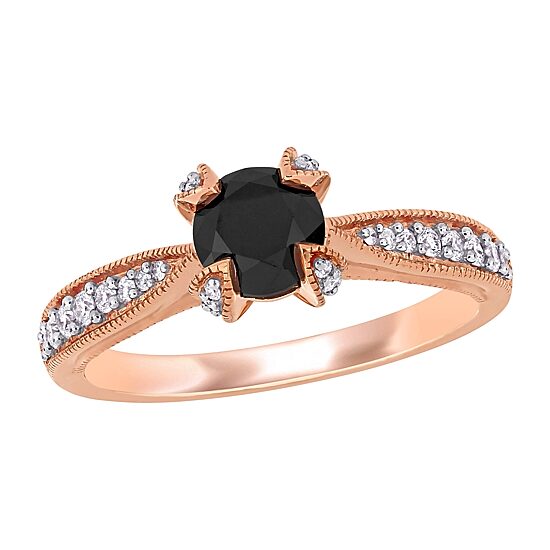 Midnight Black Womens 1 1/5 CT. T.W. Natural Black Diamond 14K Gold Round Engagement Ring