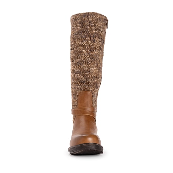 Muk Luks Womens Logger Alberta Stacked Heel Dress Boots