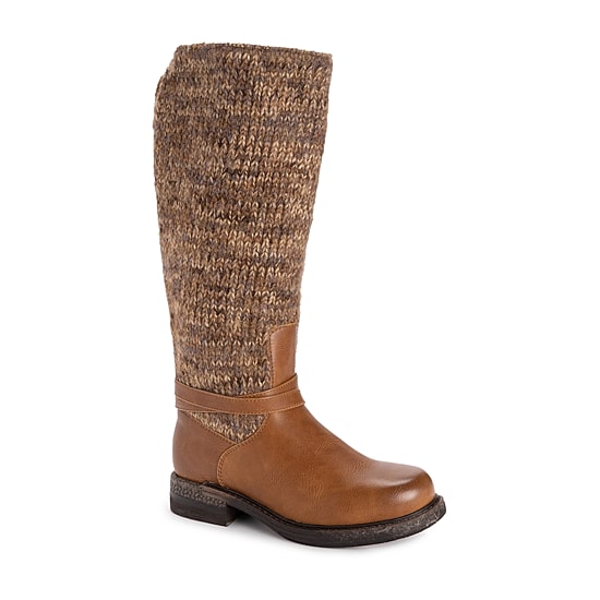 Muk Luks Womens Logger Alberta Stacked Heel Dress Boots