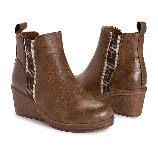 Muk Luks Womens England Oxford Wedge Heel Dress Boots