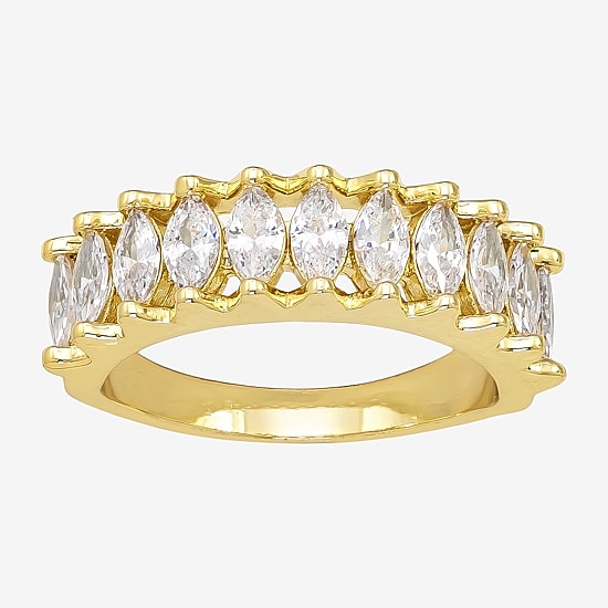 Sparkle Allure Womens 2.5MM Cubic Zirconia 14K Gold Over Brass Band
