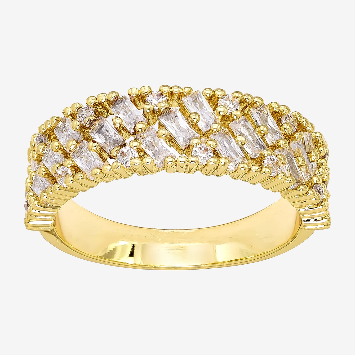 Sparkle Allure Womens 3MM Cubic Zirconia 14K Gold Over Brass Band
