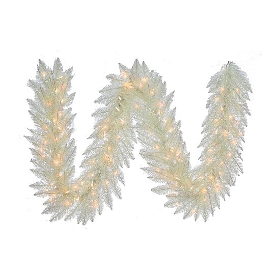 Kurt Adler 9-Foot Pre-Lit Clear Incandescent Iridescent Garland