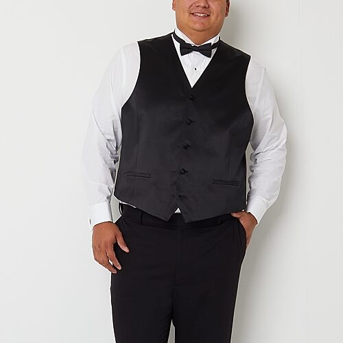 J. Ferrar Ultra Comfort Mens Big And Tall Classic Fit Tuxedo Vest In Black
