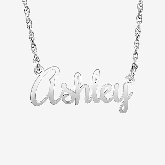 Womens Sterling Silver 18 Inch Name Necklace
