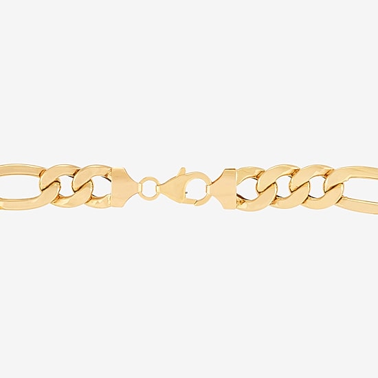 Made in Italy Mens 10K Gold 9 Inch Hollow Figaro Id Bracelet