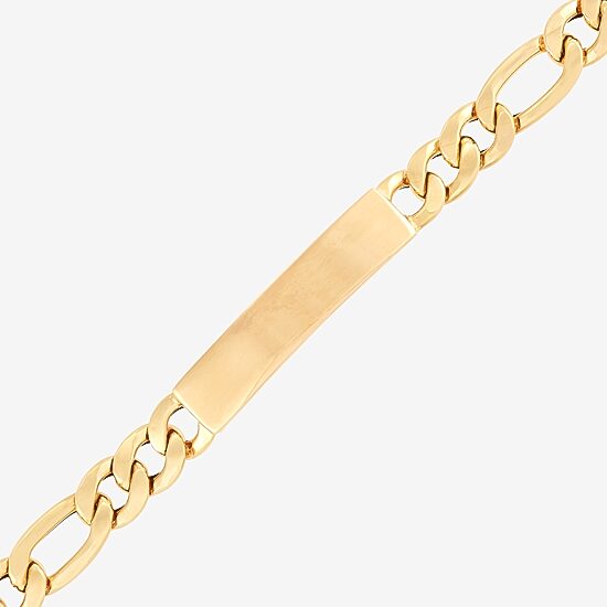 Made in Italy Mens 10K Gold 9 Inch Hollow Figaro Id Bracelet