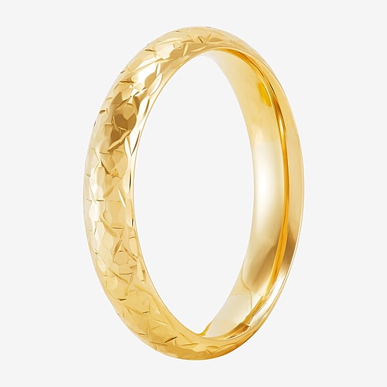 Womens 4MM 14K Gold Heart Round Band