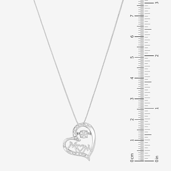1/10 CT. T.W. Diamond Mom Heart Sterling Silver Pendant Necklace