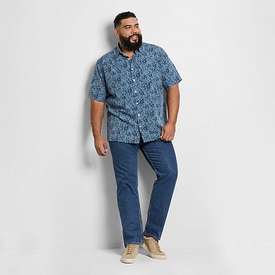 Van Heusen Weekend Mens Short Sleeve Moisture Wicking Quick Dry Big and Tall Camp Shirt