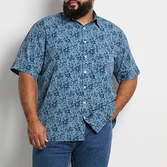 Van Heusen Weekend Mens Short Sleeve Moisture Wicking Quick Dry Big and Tall Camp Shirt