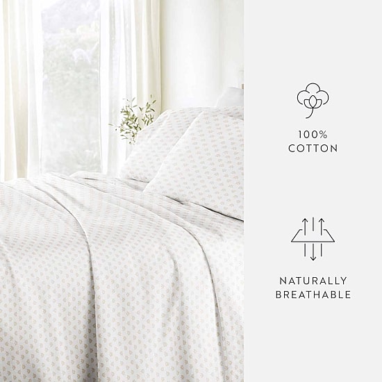 Casual Comfort 300tc Cotton Sateen Pattern 4 piece Sheet Set