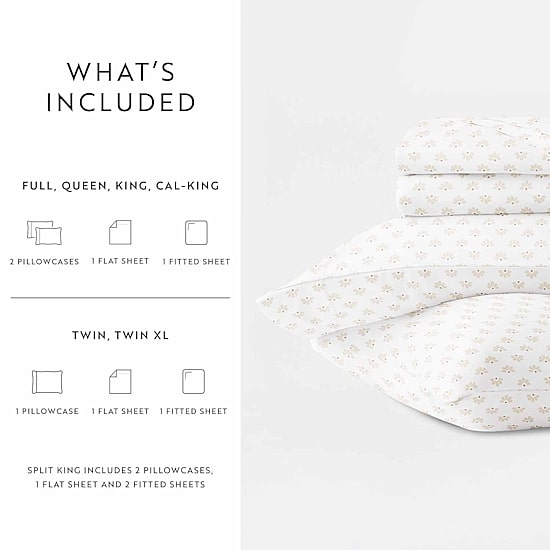 Casual Comfort 300tc Cotton Sateen Pattern 4 piece Sheet Set