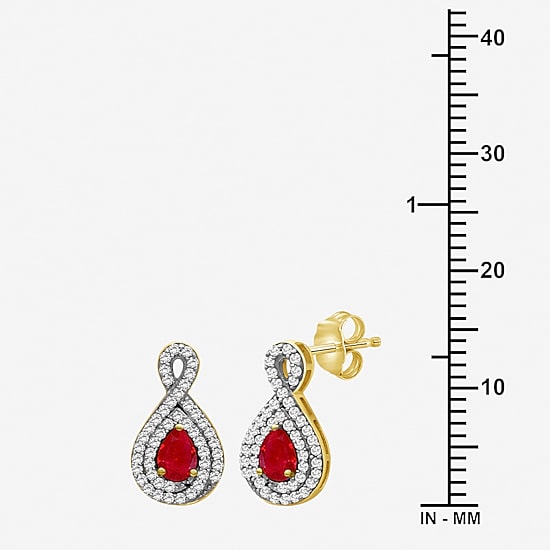 Womens Pear-cut Gemstone & 1/4 CT. T.W. Natural Diamond 10K Gold Drop Earrings