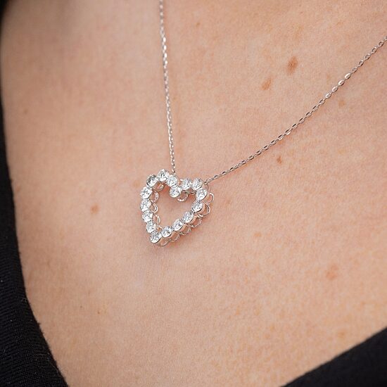 Floating Diamonds (F / Vs2) Womens 1 CT. T.W. Lab Grown White Diamond 14K Gold Heart 18 Inch Pendant Necklace