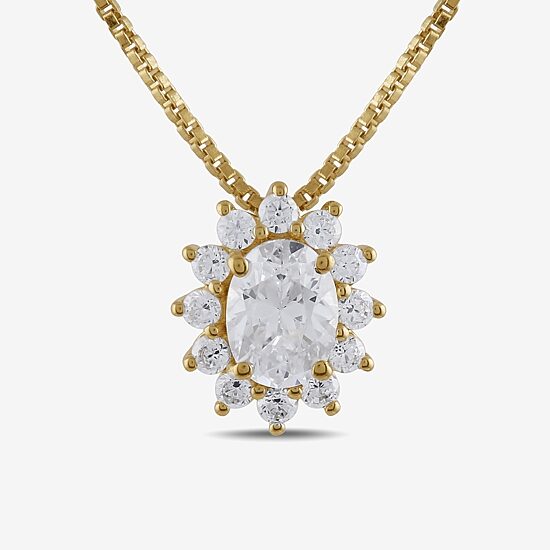 Womens 1/2 CT. T.W. Lab Grown White Diamond 10K Gold Oval 18 Inch Pendant Necklace