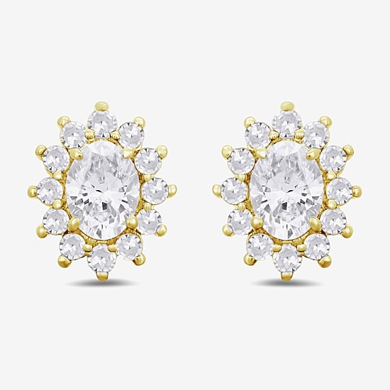 1/2 CT. T.W. Lab Grown White Diamond 10K Gold 7.5mm Oval Stud Earrings