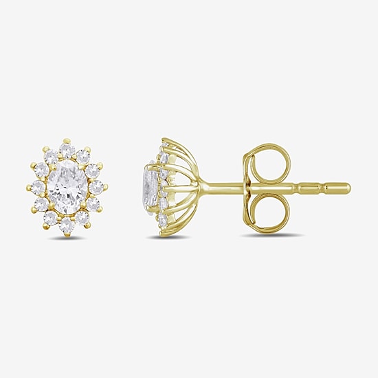 1/2 CT. T.W. Lab Grown White Diamond 10K Gold 7.5mm Oval Stud Earrings