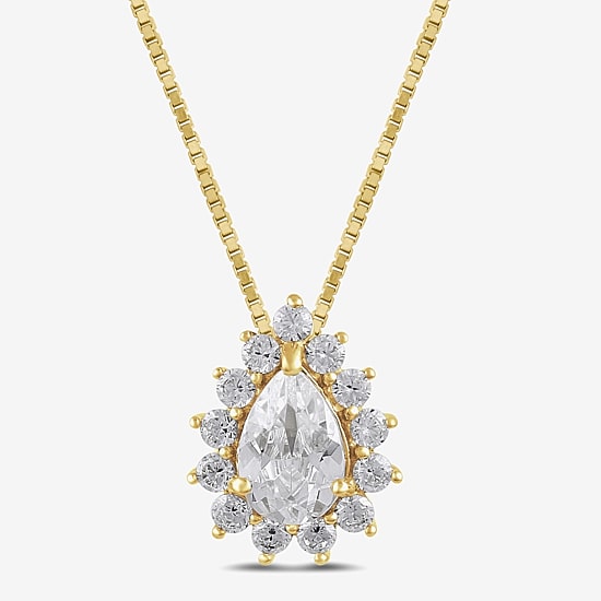 Womens 1/2 CT. T.W. Lab Grown White Diamond 10K Gold Pear 18 Inch Pendant Necklace