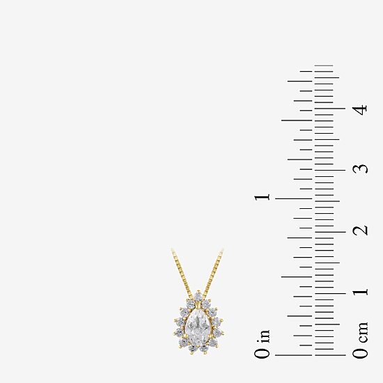 Womens 1/2 CT. T.W. Lab Grown White Diamond 10K Gold Pear 18 Inch Pendant Necklace