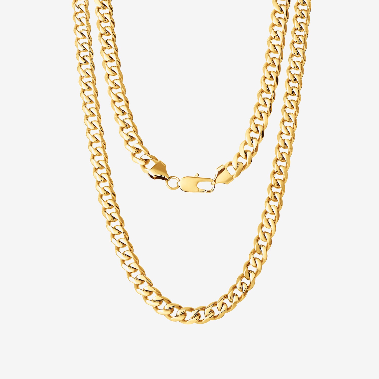 Shaquille O'Neal Xlg Yellow Stainless Steel Solid Curb Chain Necklace