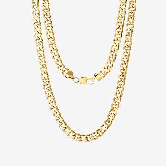 Shaquille O'Neal Xlg Yellow Stainless Steel Solid Curb Chain Necklace