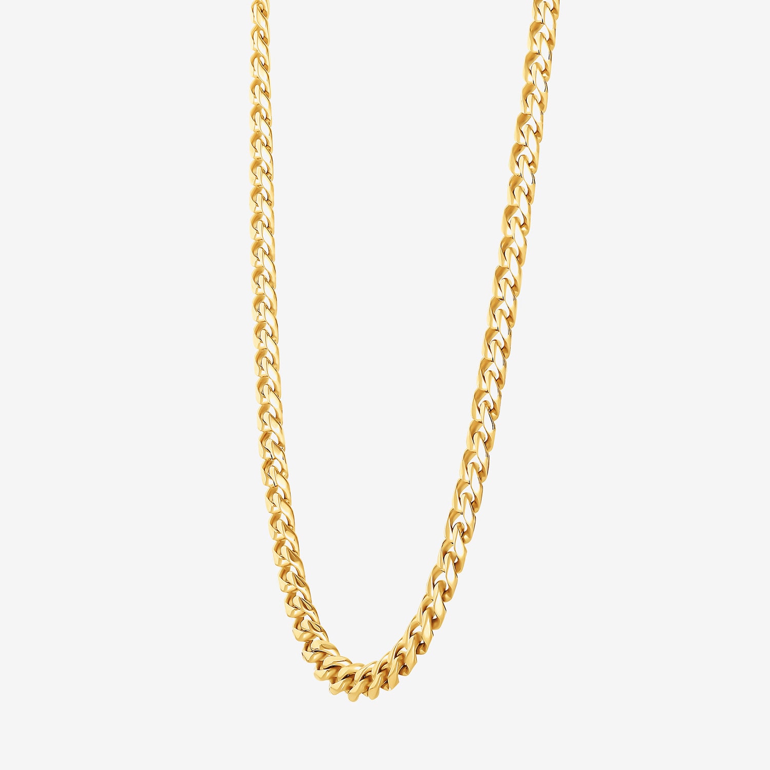 Shaquille O'Neal Xlg Yellow Stainless Steel Solid Curb Chain Necklace