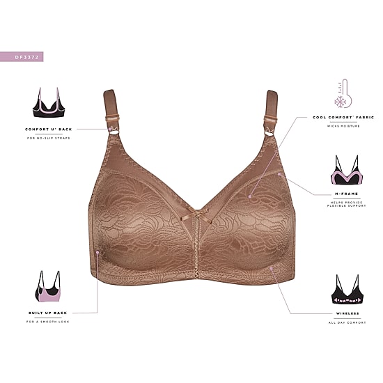 Bali Double Support® Spa Closure® Comfort-U Back Full Coverage Wireless Full Coverage Bra 3372