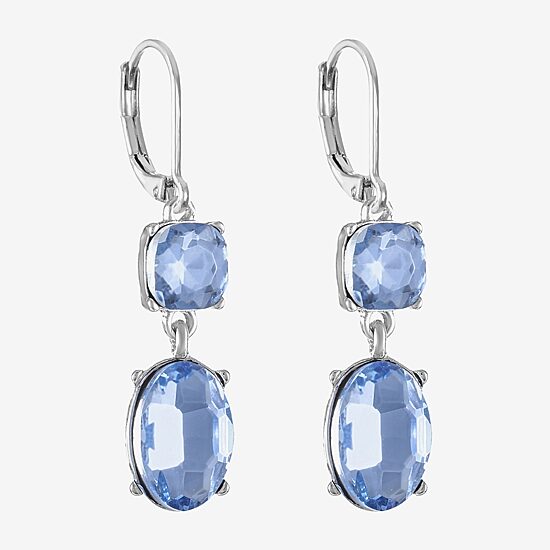 Monet Jewelry Womens Blue Glass Oval Drop Earrings