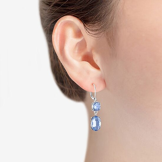 Monet Jewelry Womens Blue Glass Oval Drop Earrings
