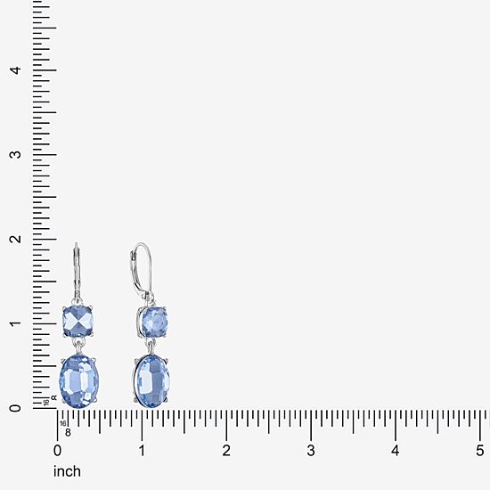 Monet Jewelry Womens Blue Glass Oval Drop Earrings