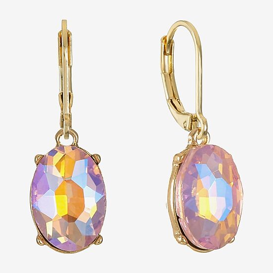 Monet Jewelry Womens Orange Glass Oval Drop Earrings