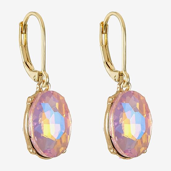 Monet Jewelry Womens Orange Glass Oval Drop Earrings