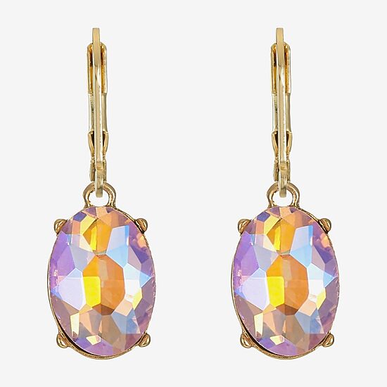 Monet Jewelry Womens Orange Glass Oval Drop Earrings
