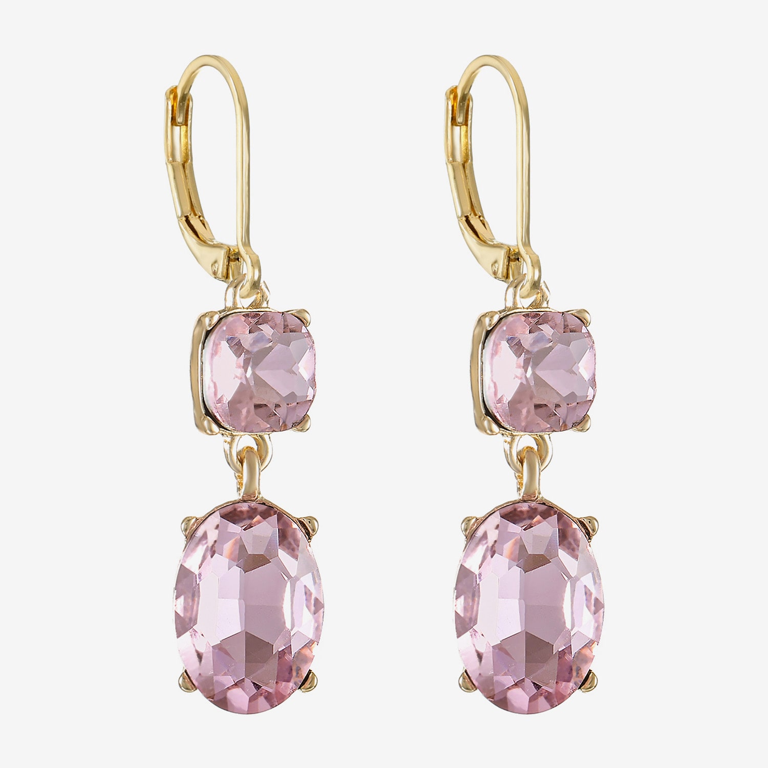 Monet Jewelry Womens Pink Glass Oval Drop Earrings