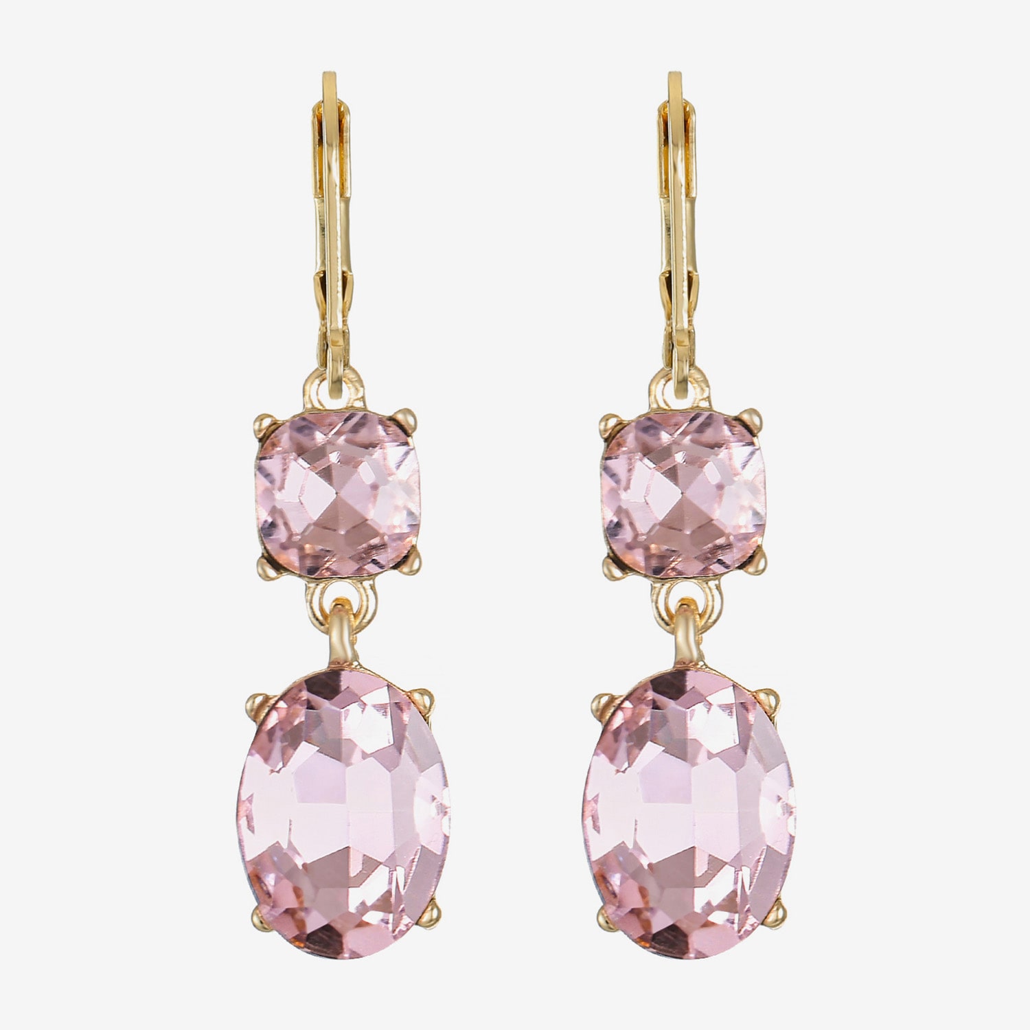 Monet Jewelry Womens Pink Glass Oval Drop Earrings