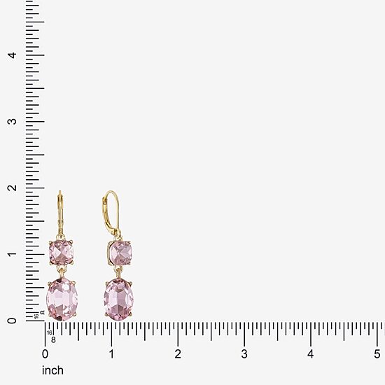 Monet Jewelry Womens Pink Glass Oval Drop Earrings