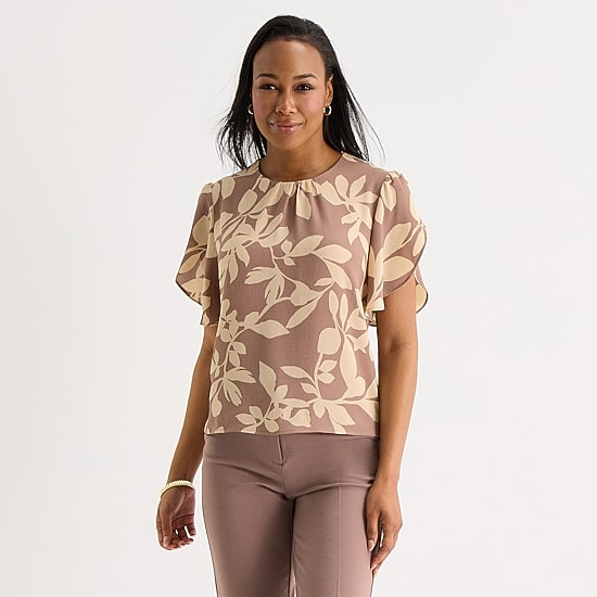 Liz Claiborne Womens Crew Neck Short Sleeve Blouse