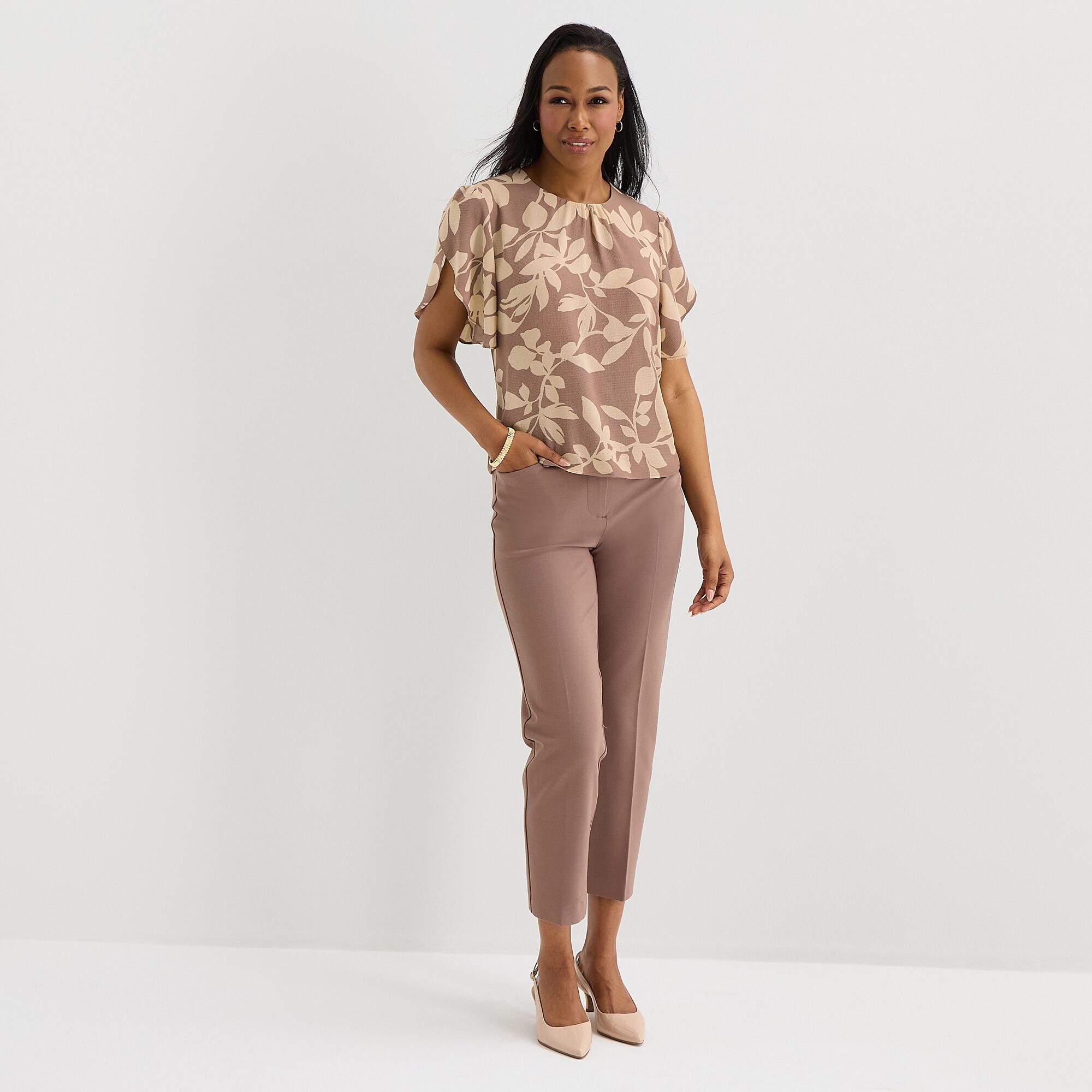 Liz Claiborne Womens Crew Neck Short Sleeve Blouse