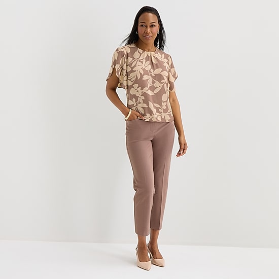 Liz Claiborne Womens Crew Neck Short Sleeve Blouse