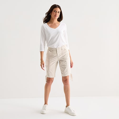 St. John's Bay Womens 11" Mid Rise Bermuda Short In Gray
