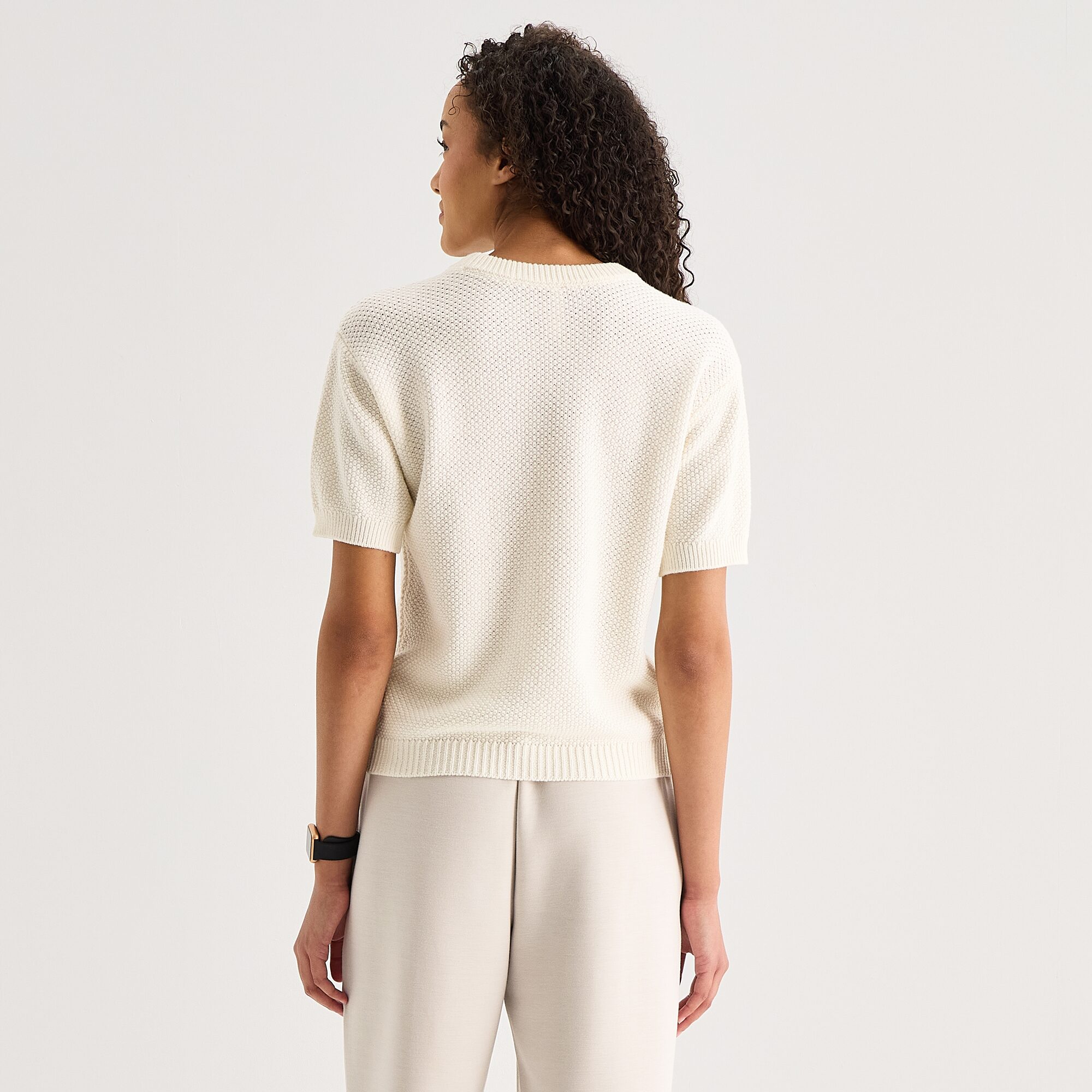 Stylus Womens Crew Neck Short Sleeve Pullover Sweater