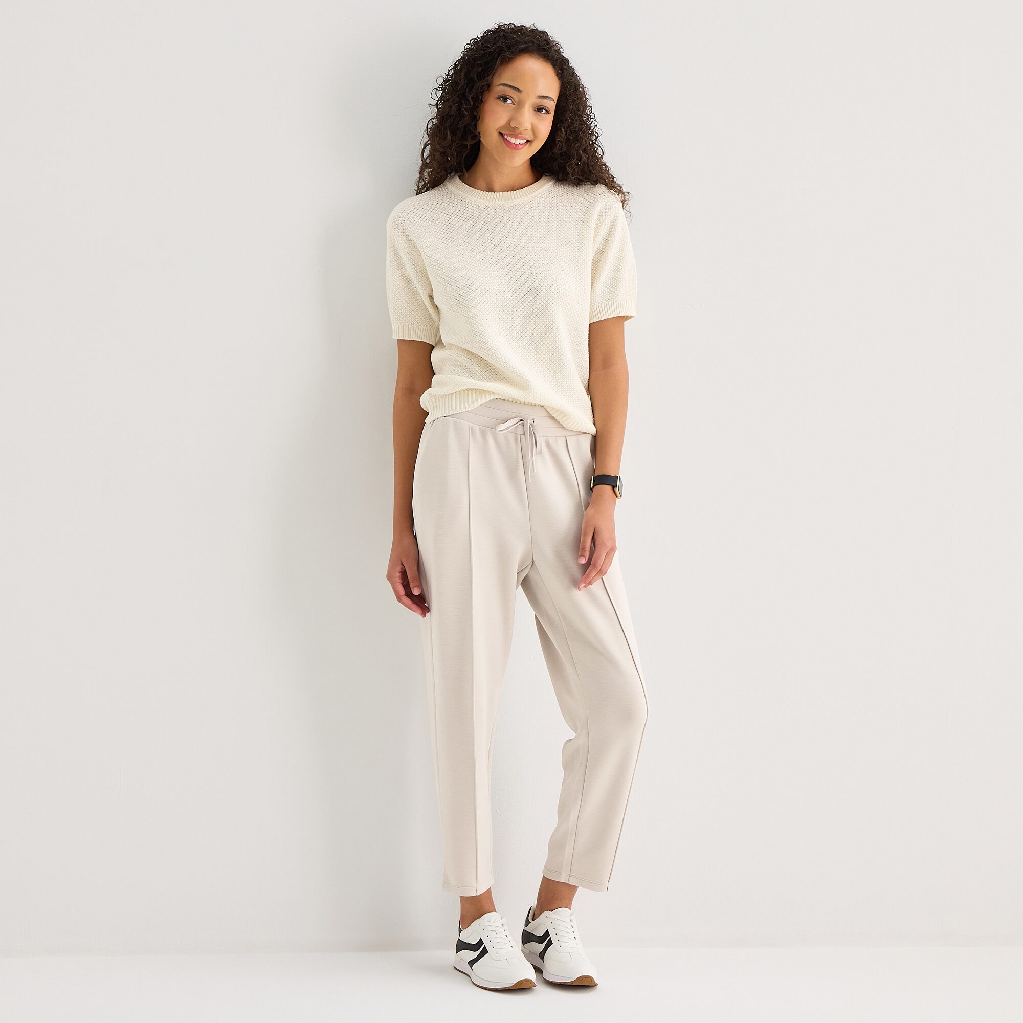 Stylus Womens Crew Neck Short Sleeve Pullover Sweater