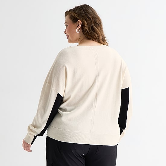 Stylus Plus Womens V Neck Long Sleeve Pullover Sweater